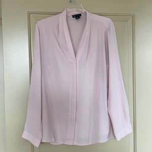 Pale pink V neck blouse